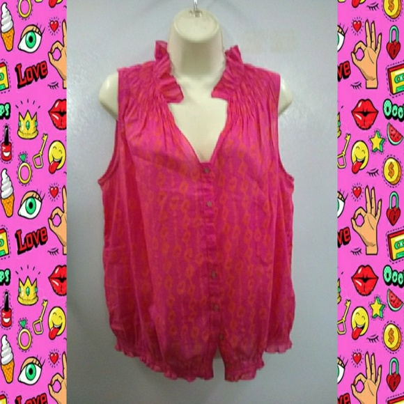 GAP Tops - GAP PINK WITH ORANGE ABSTRACT PRINT TUNIC